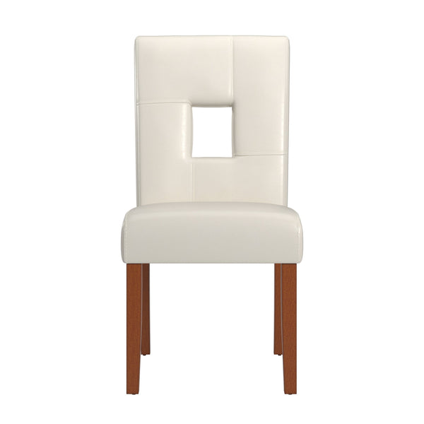 Homelegance Polina Faux Leather Dining Chair Set Modern Keyhole Back Dark Cherry Frame 874C713W(MTL)