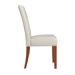 Polina Faux Leather Dining Chair Set Modern Keyhole Back Dark Cherry Frame