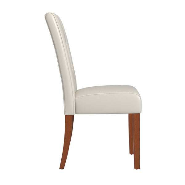 Polina Faux Leather Dining Chair Set Modern Keyhole Back Dark Cherry Frame