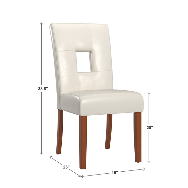 Polina Faux Leather Dining Chair Set Modern Keyhole Back Dark Cherry Frame