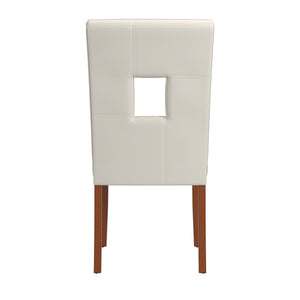 Polina Faux Leather Dining Chair Set Modern Keyhole Back Dark Cherry Frame