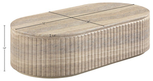 Meridian Furniture Catania Fluted Concrete Coffee Table with Art Deco Sculptural Design for Indoor Outdoor Use Travertine 874Travertine-CT