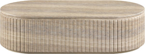 Meridian Furniture Catania Fluted Concrete Coffee Table with Art Deco Sculptural Design for Indoor Outdoor Use Travertine 874Travertine-CT