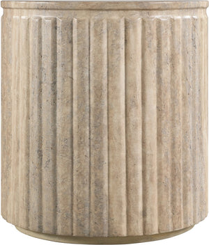 Meridian Furniture Catania Fluted Concrete End Table Art Deco Sculptural Accent for Indoor Outdoor Use Travertine 874Travertine-ET