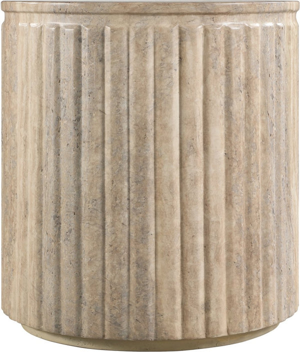 Meridian Furniture Catania Fluted Concrete End Table Art Deco Sculptural Accent for Indoor Outdoor Use Travertine 874Travertine-ET