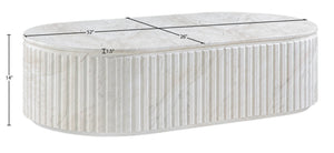 Meridian Furniture Catania Fluted Concrete Coffee Table with Art Deco Sculptural Design for Indoor Outdoor Use White 874White-CT