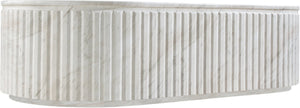 Meridian Furniture Catania Fluted Concrete Coffee Table with Art Deco Sculptural Design for Indoor Outdoor Use White 874White-CT