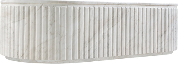 Meridian Furniture Catania Fluted Concrete Coffee Table with Art Deco Sculptural Design for Indoor Outdoor Use White 874White-CT