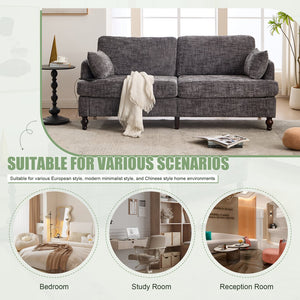 English Elm Modern chenille 2-seater sofa with LED lighting, USB charging, storage pocket, sturdy wood legs Gray W395P318544