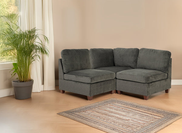 English Elm Modular 3-Piece Gray Chenille Set - Versatile Seating For Lounging, Entertaining, And Cozy Spaces B089S00003