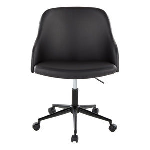 English Elm Office Task Chair with Walnut Accents Faux Leather Seat and Mid-century Modern Style B202P474169