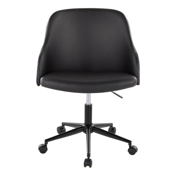 English Elm Office Task Chair with Walnut Accents Faux Leather Seat and Mid-century Modern Style B202P474169