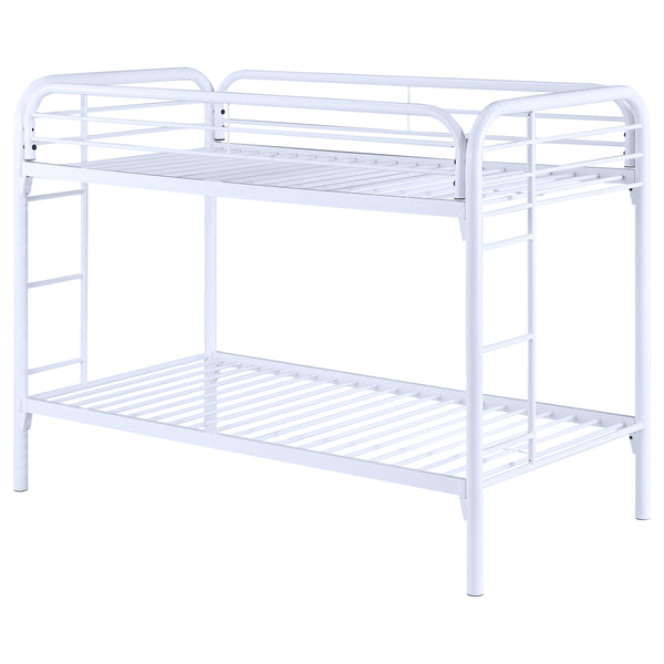 English Elm Celeste Modern White Metal Twin Over Twin Bunk Bed With Safe Rung Ladder & Space-Saving Design B062P340729