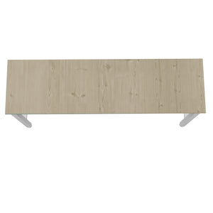 English Elm Fortress 72.4" Natural Wood & Steel Garage Table in White — Durable MDP Top, Metal Frame, Cabinet Ready B365P398232