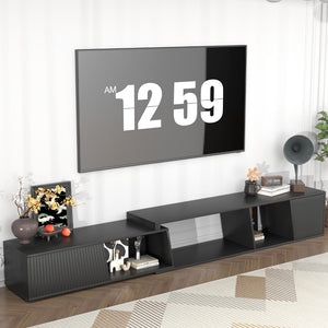 English Elm Highboy Media Console with Led Lighting Fluted Panels and Storage for Living Room T3773P416495