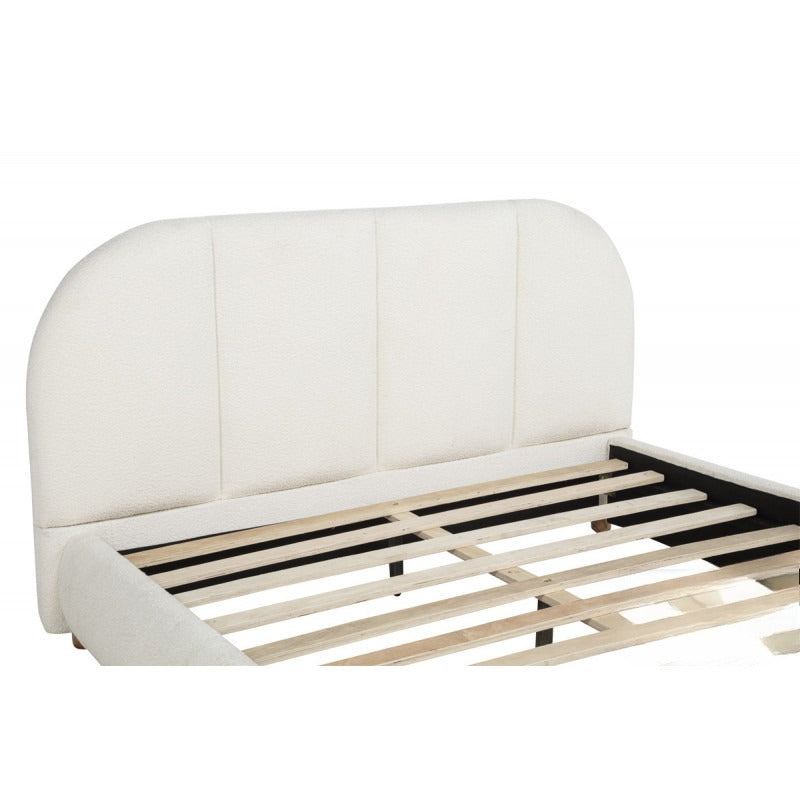 English Elm Modern/Contemporary Queen Platform Bed Upholstered in Soft Burlap Fabric, Low-Profile Plywood Frame, Sturdy Support Ivory 83 L x 11 W x 11.5 H B011S01949