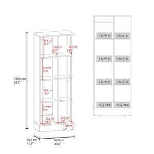 English Elm White Tall Narrow Kitchen Pantry Cabinet with Open Shelves and Concealed Storage Door B062P483733