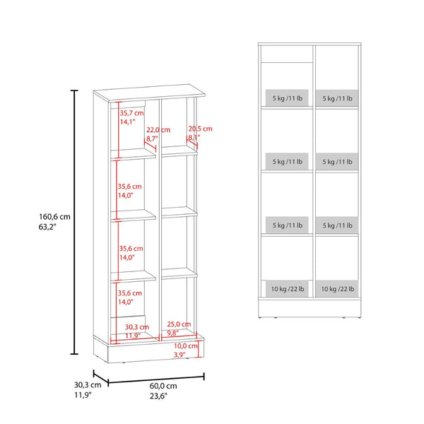English Elm White Tall Narrow Kitchen Pantry Cabinet with Open Shelves and Concealed Storage Door B062P483733
