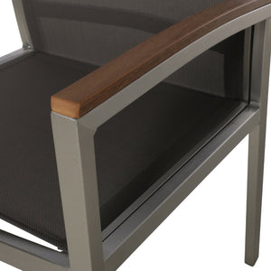 English Elm Luton Outdoor Aluminum Dining Chair with Mesh Seat and Faux Wood Armrests 62760.00