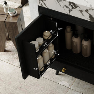 English Elm Contemporary Freestanding Bathroom Vanity Sintered Stone Top Ceramic Sink Steel Legs W3136S00063