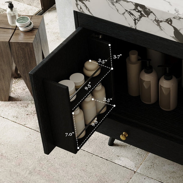 English Elm Contemporary Freestanding Bathroom Vanity Sintered Stone Top Ceramic Sink Steel Legs W3136S00063