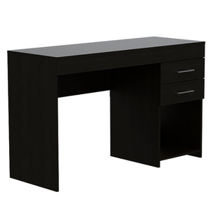English Elm Austin Writing Computer Desk with Two Drawers and Cabinet, Spacious Legroom, Open Shelf, Durable Particleboard Black 51 L x 22 W x 5 H B128P148865