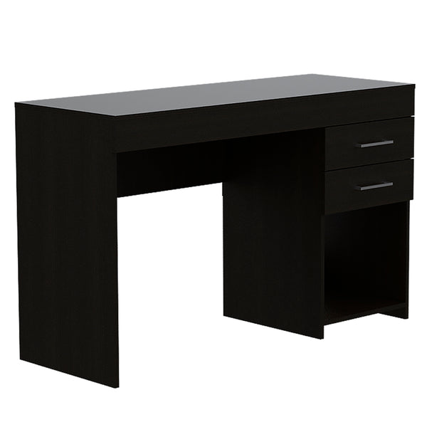 English Elm Austin Writing Computer Desk with Two Drawers and Cabinet, Spacious Legroom, Open Shelf, Durable Particleboard Black 51 L x 22 W x 5 H B128P148865