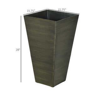 English Elm Outsunny 28" Tall Faux Wood Outdoor Planters, Set Of 3 Self-Draining, Stackable Flower Pots W2225P174505-GIGA