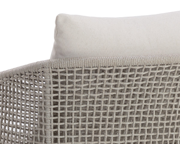 Sunpan Capri Outdoor Dining Armchair - Stylish, Durable Teak & Greymix Weave for Ultimate Comfort & Elegance Drift Brown / Palazzo Cream