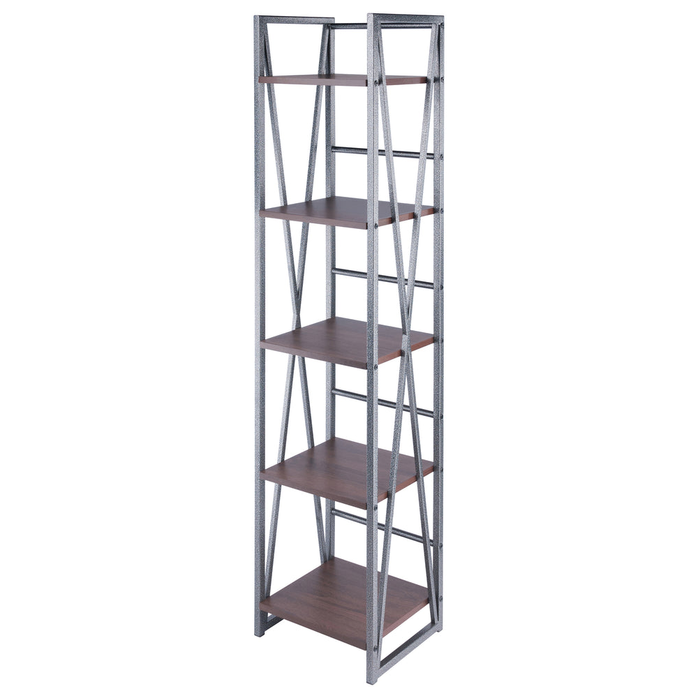Winsome Wood Isa 5-tier Shelf In Graphite & Walnut – Stylish Industrial Etagere For Home, Office & Storage Needs Walnut ,Graphite Composite Wood ,Metal 87518-winsome-wood