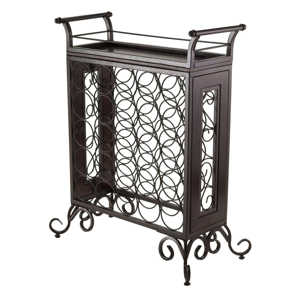 Winsome Wood Silvano Elegant 25-bottle Wine Rack With Removable Serving Tray, Antique Bronze Finish & Adjustable Feet Antique Bronze Composite Wood ,Metal 87523-winsome-wood