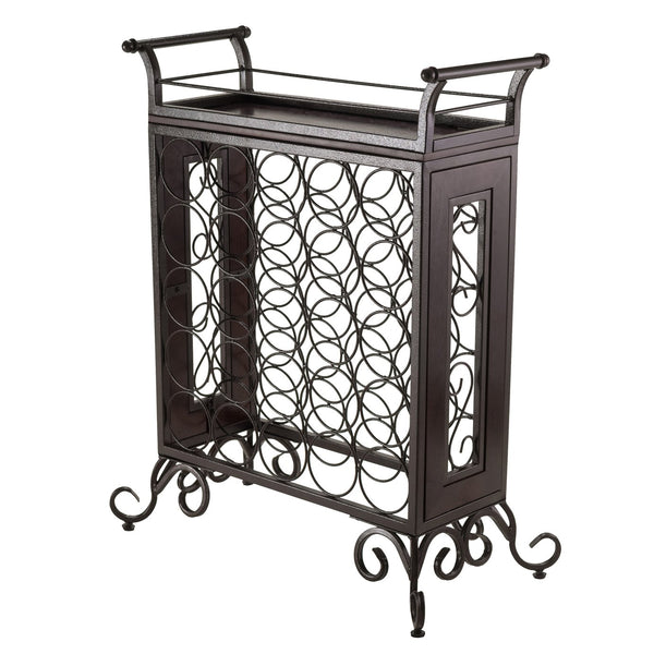 Winsome Wood Silvano Elegant 25-bottle Wine Rack With Removable Serving Tray, Antique Bronze Finish & Adjustable Feet Antique Bronze Composite Wood ,Metal 87523-winsome-wood