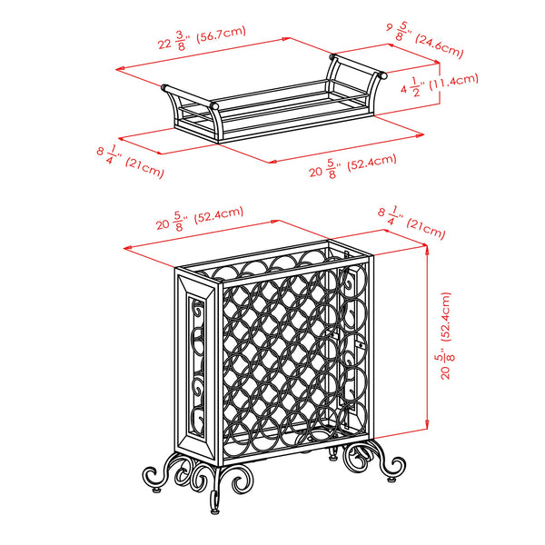 Winsome Wood Silvano Elegant 25-bottle Wine Rack With Removable Serving Tray, Antique Bronze Finish & Adjustable Feet Antique Bronze Composite Wood ,Metal 87523-winsome-wood