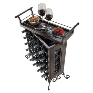 Winsome Wood Silvano Elegant 25-bottle Wine Rack With Removable Serving Tray, Antique Bronze Finish & Adjustable Feet Antique Bronze Composite Wood ,Metal 87523-winsome-wood