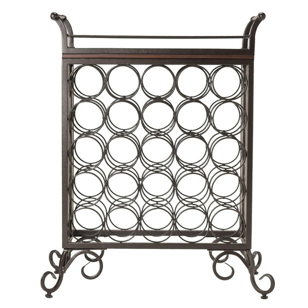 Winsome Wood Silvano Elegant 25-bottle Wine Rack With Removable Serving Tray, Antique Bronze Finish & Adjustable Feet Antique Bronze Composite Wood ,Metal 87523-winsome-wood