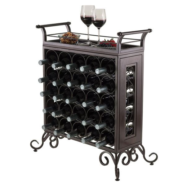Winsome Wood Silvano Elegant 25-bottle Wine Rack With Removable Serving Tray, Antique Bronze Finish & Adjustable Feet Antique Bronze Composite Wood ,Metal 87523-winsome-wood
