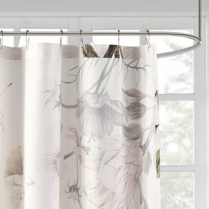 JLA Home Madison Park - Printed Cotton Shower Curtain with Vintage Floral Percale, OEKO-TEX Certified, Soft Romantic Draped 72x72 Blush MP70-6717
