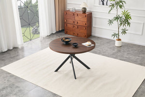 English Elm Round Foldable Mdf Dining Table with Radial Legs for Small Space Bistro Interiors Dark Walnut W3493P462092