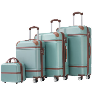 English Elm Hardshell Abs Spinner Luggage Set Four Piece Expandable Tsa Lock Travel Suitcases Green N732P170218M