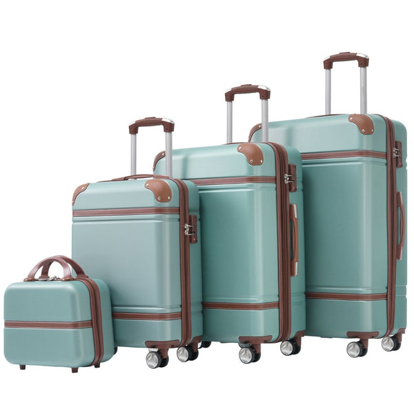 English Elm Hardshell Abs Spinner Luggage Set Four Piece Expandable Tsa Lock Travel Suitcases Green N732P170218M