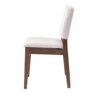 English Elm Upholstered Stackable Dining Chairs Linen Fabric Rubberwood Frame Rustic Set of 2 Dark Walnut N752P327193D