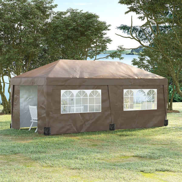 English Elm Outsunny 10' X 19.5' Adjustable Pop-Up Canopy Tent With Sidewalls, Uv30+ Protection, Wheeled Bag W2225P217652-GIGA