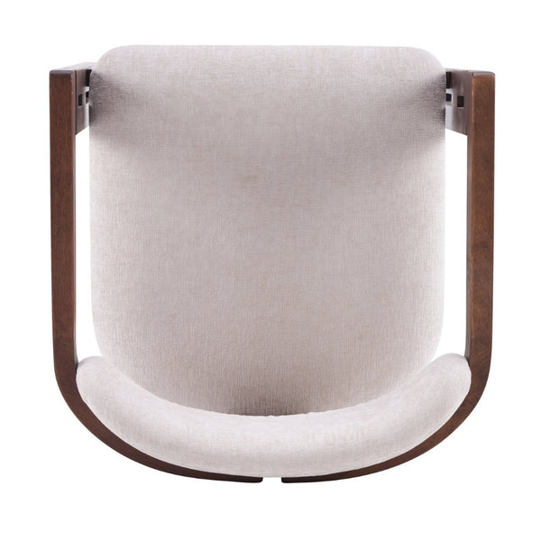 English Elm Indoor Solid Wood Round Back Dining Chairs Cushioned Beige Upholstered Set of Two Walnut N772P411377W