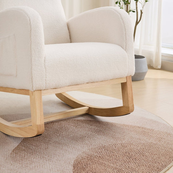 English Elm 27.2"w Wingback Glider Rocker Polyester Nursery Chair with Walnut Rubberwood Base W3188P304604