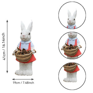 English Elm Simulated Rabbit Couple Resin Garden Sculpture Hand-painted Outdoor Figurine Decor W5709P501506