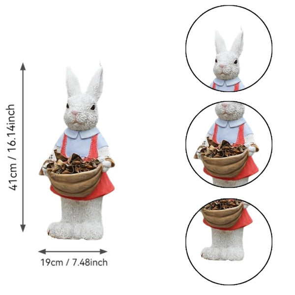 English Elm Simulated Rabbit Couple Resin Garden Sculpture Hand-painted Outdoor Figurine Decor W5709P501506