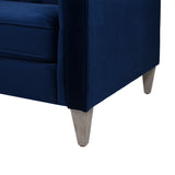 English Elm James 74" Modern Tuxedo Sofa, Navy Blue Velvet