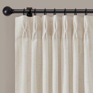 English Elm 2-piece Pinch Pleat Poly Linen Curtain Panels Tailored Formal Drape for Any Room Ivory B035P482983