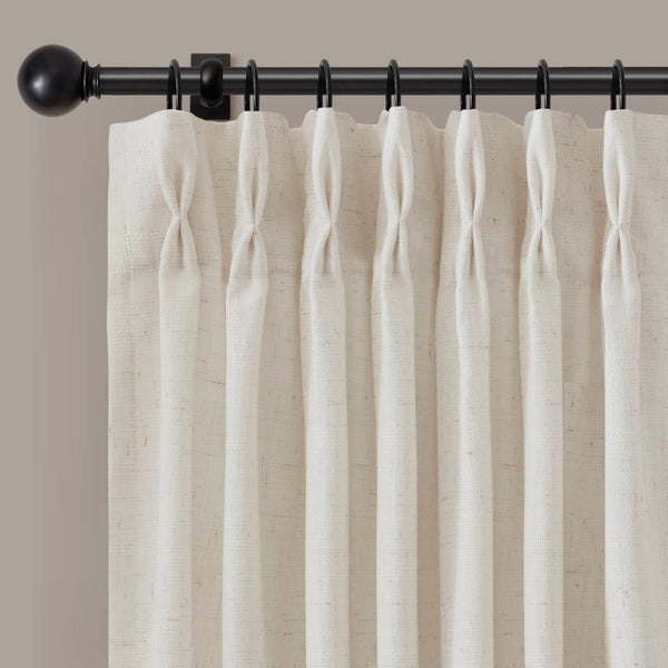 English Elm 2-piece Pinch Pleat Poly Linen Curtain Panels Tailored Formal Drape for Any Room Ivory B035P482983