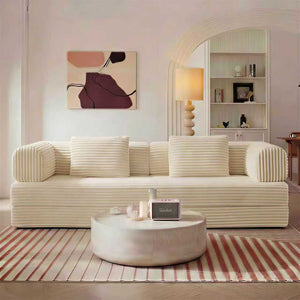 English Elm Compression Corduroy Modular Floor Sofa Sleeper Loveseat Tatami Sectional for Living Room Beige W1919P414169